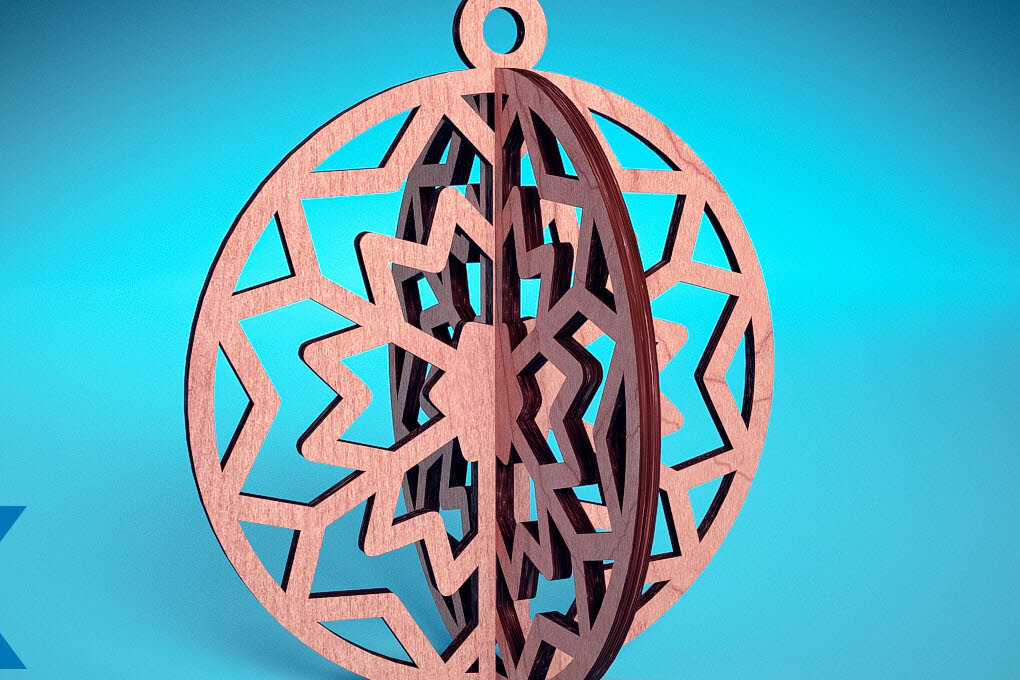 Σετ των 3 Intra απο ξύλο plywood 3mm-4mm πάχος Τρισδιάστατα χριστουγεννιάτικα στολίδια με λέιζερ | Δίασταση 8x8 cm INTRAFABR-74929349