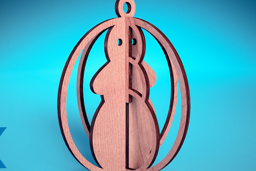 Σετ των 3 Intra απο ξύλο plywood 3mm-4mm πάχος Τρισδιάστατα χριστουγεννιάτικα στολίδια με λέιζερ | Δίασταση 8x8 cm INTRAFABR-74929358