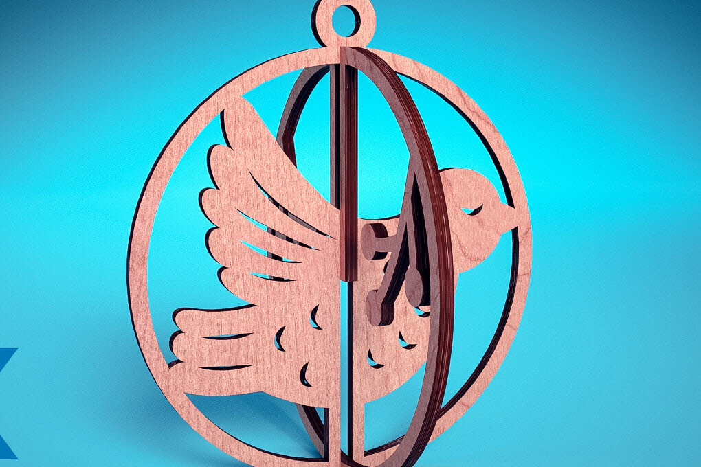 Σετ των 3 Intra απο ξύλο plywood 3mm-4mm πάχος Τρισδιάστατα χριστουγεννιάτικα στολίδια με λέιζερ | Δίασταση 8x8 cm INTRAFABR-74929375