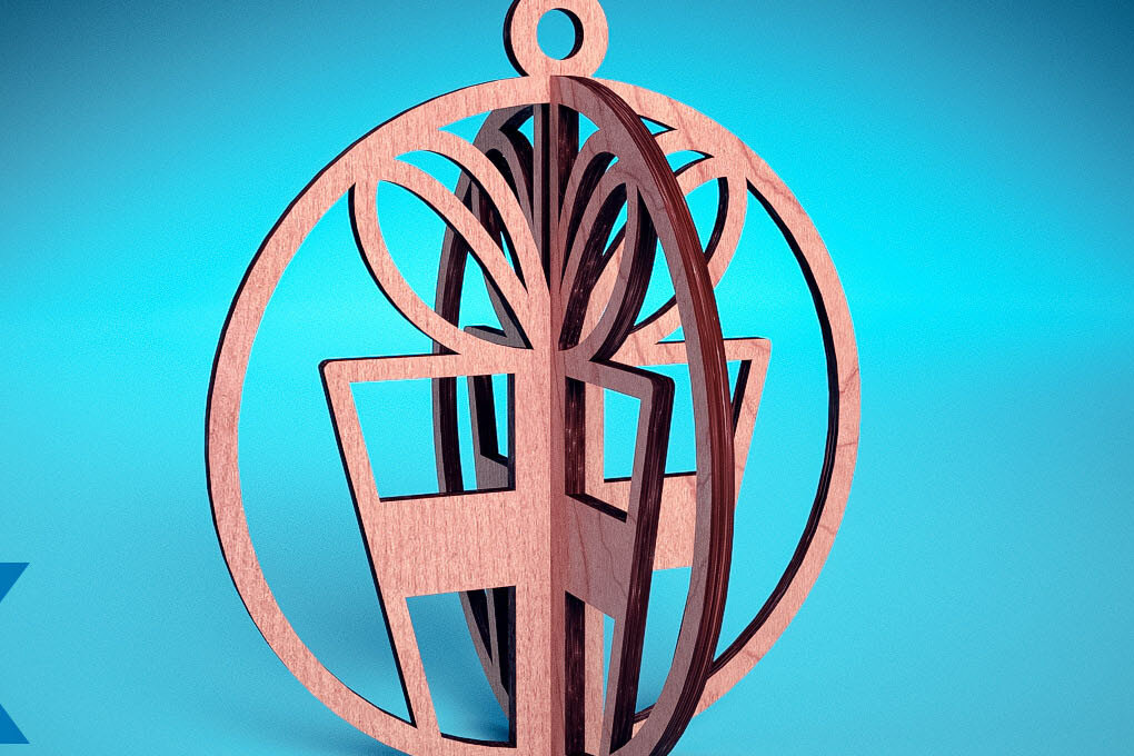 Σετ των 3 Intra απο ξύλο plywood 3mm-4mm πάχος Τρισδιάστατα χριστουγεννιάτικα στολίδια με λέιζερ | Δίασταση 8x8 cm INTRAFABR-74929394