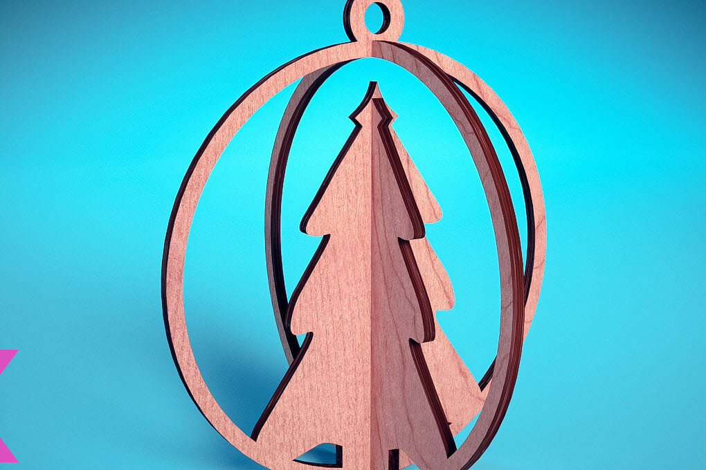 Σετ των 3 Intra απο ξύλο plywood 3mm-4mm πάχος Τρισδιάστατα χριστουγεννιάτικα στολίδια με λέιζερ | Δίασταση 8x8 cm INTRAFABR-71698847