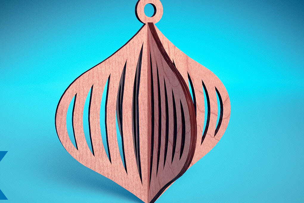 Σετ των 3 Intra απο ξύλο plywood 3mm-4mm πάχος Τρισδιάστατα χριστουγεννιάτικα στολίδια με λέιζερ | Δίασταση 8x8 cm INTRAFABR-74929448