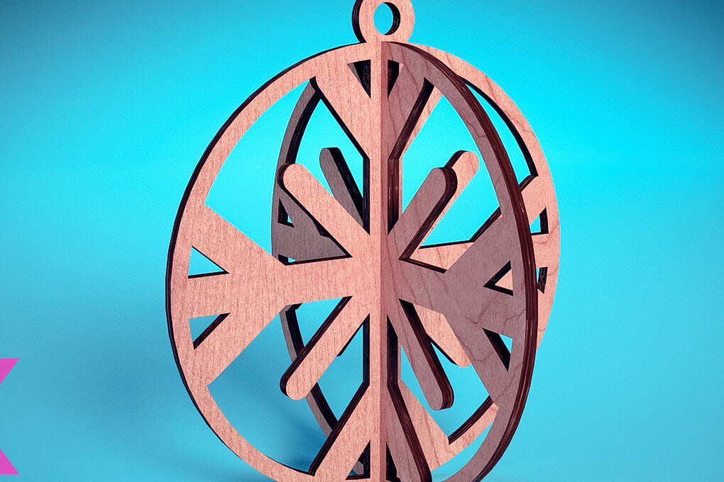 Σετ των 3 Intra απο ξύλο plywood 3mm-4mm πάχος Τρισδιάστατα χριστουγεννιάτικα στολίδια με λέιζερ | Δίασταση 8x8 cm INTRAFABR-71698887