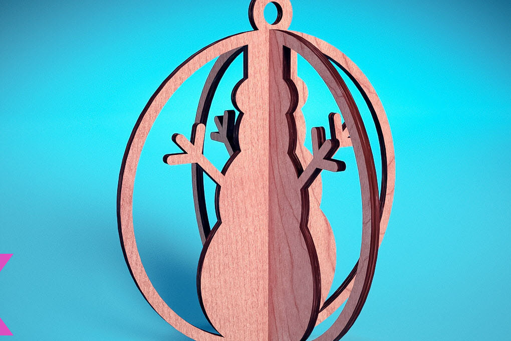 Σετ των 3 Intra απο ξύλο plywood 3mm-4mm πάχος Τρισδιάστατα χριστουγεννιάτικα στολίδια με λέιζερ | Δίασταση 8x8 cm INTRAFABR-71698933