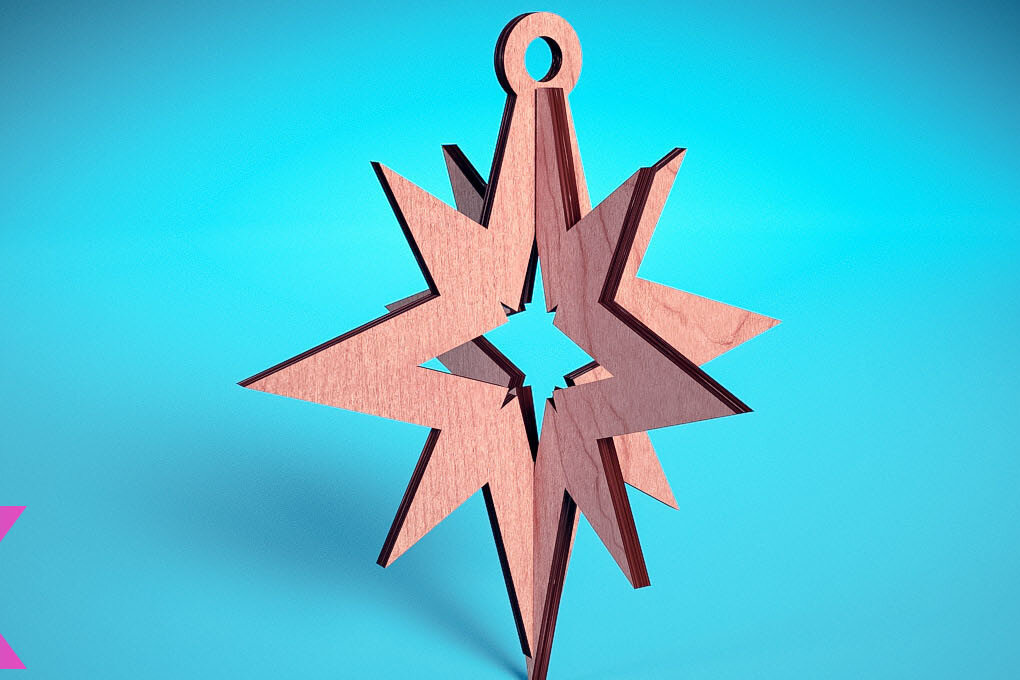 Σετ των 3 Intra απο ξύλο plywood 3mm-4mm πάχος Τρισδιάστατα χριστουγεννιάτικα στολίδια με λέιζερ | Δίασταση 8x8 cm INTRAFABR-71698990