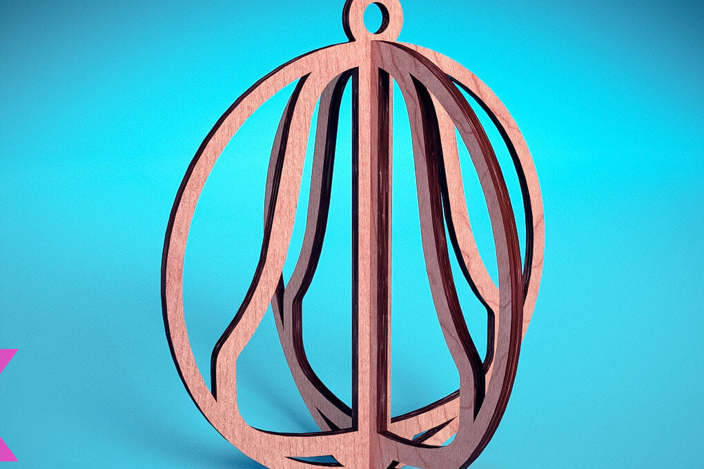 Σετ των 3 Intra απο ξύλο plywood 3mm-4mm πάχος Τρισδιάστατα χριστουγεννιάτικα στολίδια με λέιζερ | Δίασταση 8x8 cm INTRAFABR-71699042