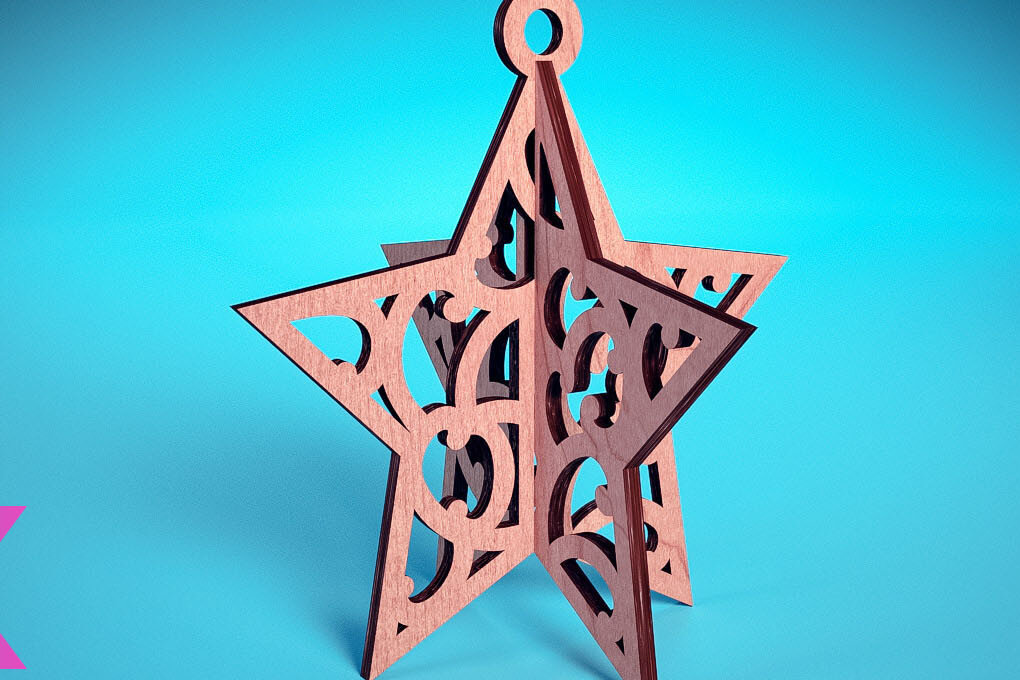 Σετ των 3 Intra απο ξύλο plywood 3mm-4mm πάχος Τρισδιάστατα χριστουγεννιάτικα στολίδια με λέιζερ | Δίασταση 8x8 cm INTRAFABR-71699088