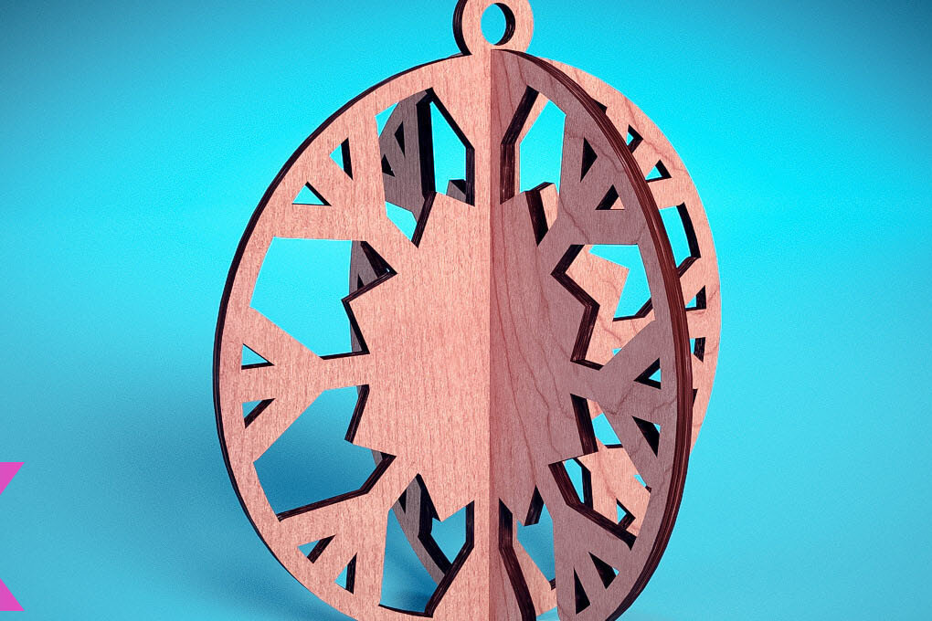 Σετ των 3 Intra απο ξύλο plywood 3mm-4mm πάχος Τρισδιάστατα χριστουγεννιάτικα στολίδια με λέιζερ | Δίασταση 8x8 cm INTRAFABR-71699127