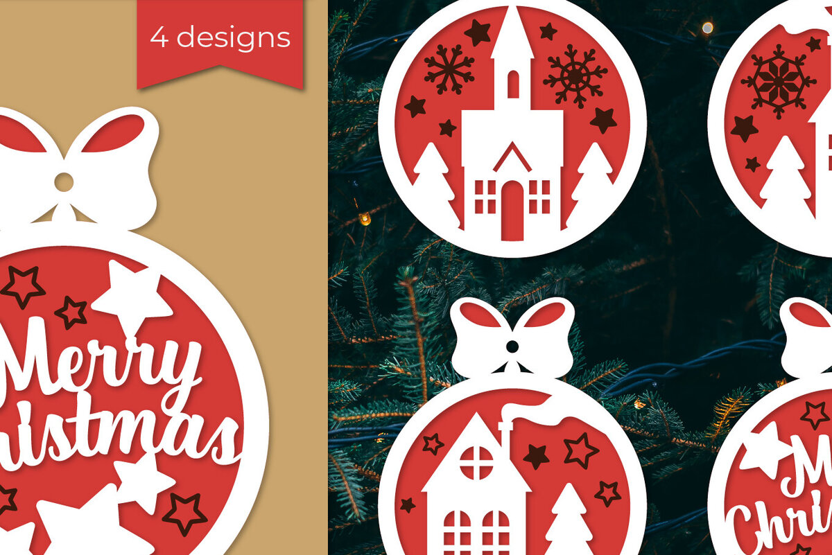 Σετ των 3 Intra απο ξύλο plywood 3mm-4mm πάχος 3D Χριστουγεννιάτικα στολίδια Χριστουγεννιάτικα Δίασταση 8x8 cm INTRAFABR-106803600