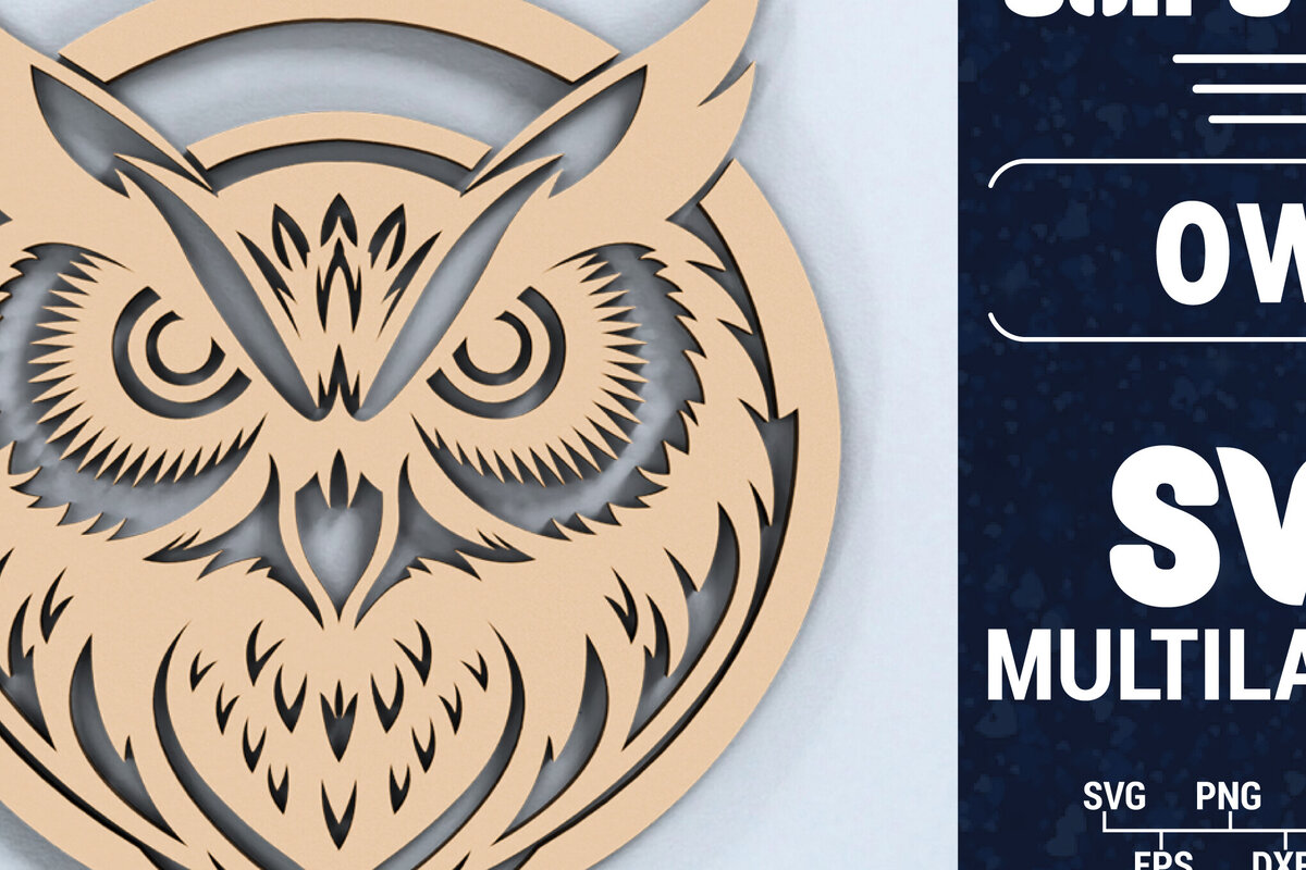 Σετ των 2 Intra απο ξύλο plywood 3mm-4mm πάχος Τρισδιάστατη Χριστουγεννιάτικη Κουκουβάγια Κόψιμο με λέιζερ Δίασταση 1500x1500 cm INTRAFABR-103968928