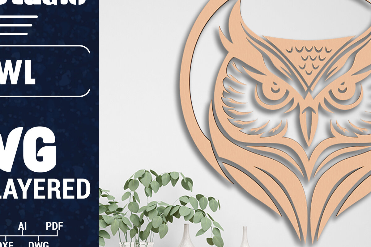 Σετ των 2 Intra απο ξύλο plywood 3mm-4mm πάχος Τρισδιάστατη Χριστουγεννιάτικη Κουκουβάγια Κόψιμο με λέιζερ Δίασταση 1500x1500 cm INTRAFABR-102762235