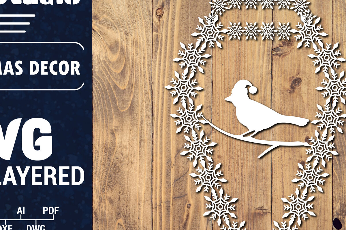 Σετ των 2 Intra απο ξύλο plywood 3mm-4mm πάχος Τρισδιάστατα χριστουγεννιάτικα Papercut , Cut  Δίασταση 15x15 cm INTRAFABR-86616510