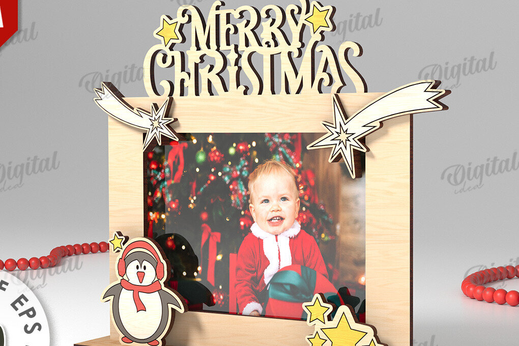 Intra απο ξύλο plywood 3mm-4mm πάχος Τρισδιάστατη χριστουγεννιάτικη κορνίζα φωτογραφιών Δίασταση 20x30 cm INTRAFABR-110180442