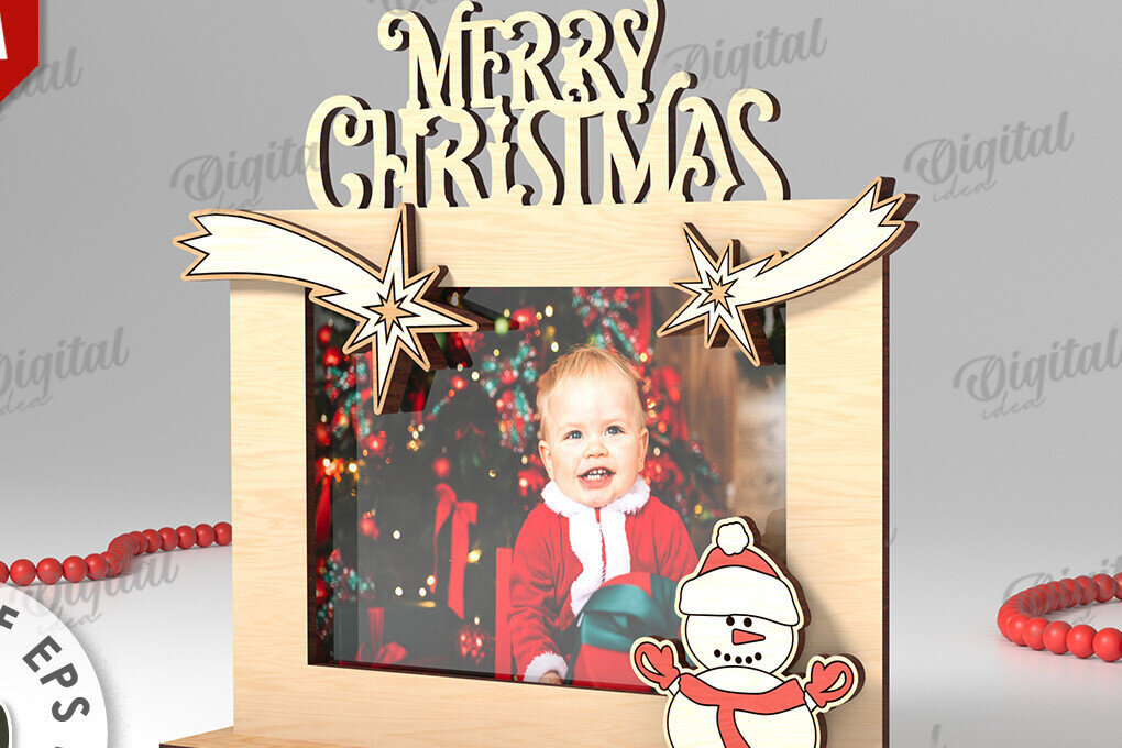 Intra απο ξύλο plywood 3mm-4mm πάχος Τρισδιάστατη χριστουγεννιάτικη κορνίζα φωτογραφιών Δίασταση 20x30 cm INTRAFABR-110180035