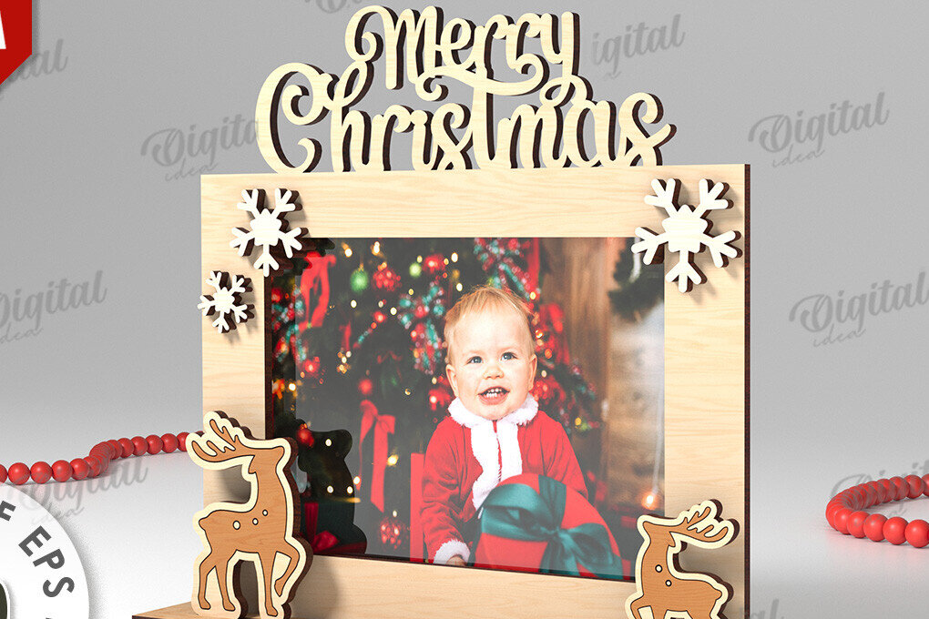 Intra απο ξύλο plywood 3mm-4mm πάχος Τρισδιάστατη χριστουγεννιάτικη κορνίζα φωτογραφιών Δίασταση 20x30 cm INTRAFABR-110180108