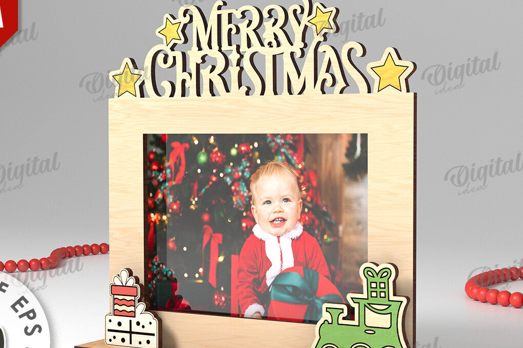 Intra απο ξύλο plywood 3mm-4mm πάχος Τρισδιάστατη χριστουγεννιάτικη κορνίζα φωτογραφιών Δίασταση 20x30 cm INTRAFABR-110180154