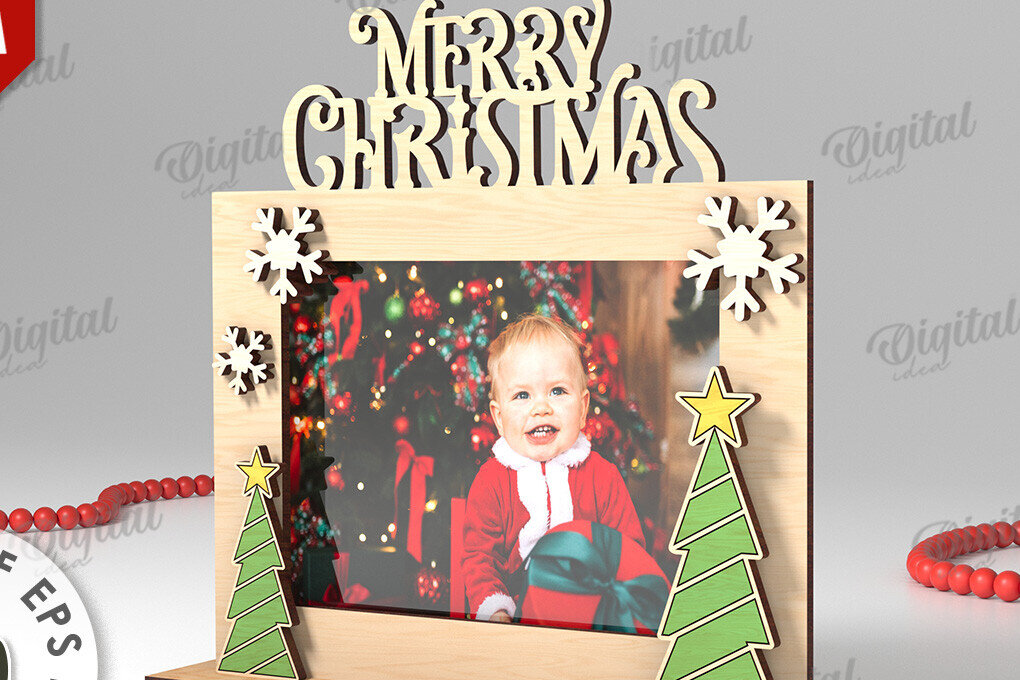 Σετ των 2 Intra απο ξύλο plywood 3mm-4mm πάχος Τρισδιάστατη χριστουγεννιάτικη κορνίζα φωτογραφιών Δίασταση 20x30 cm INTRAFABR-110180183