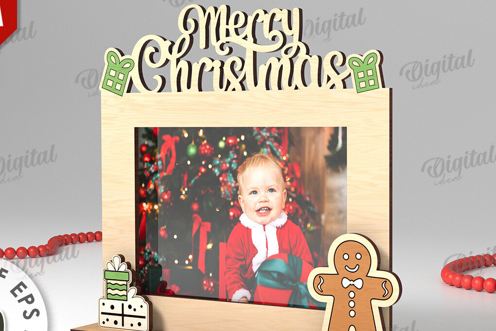 Σετ των 2 Intra απο ξύλο plywood 3mm-4mm πάχος Τρισδιάστατη χριστουγεννιάτικη κορνίζα φωτογραφιών Δίασταση 20x30 cm INTRAFABR-110180210