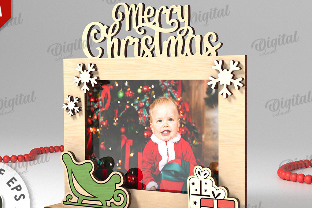 Intra απο ξύλο plywood 3mm-4mm πάχος Τρισδιάστατη χριστουγεννιάτικη κορνίζα φωτογραφιών Δίασταση 20x30 cm INTRAFABR-110180251