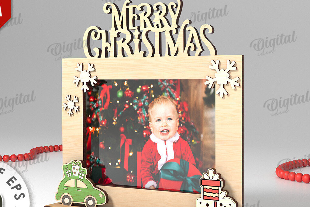 Σετ των 2 Intra απο ξύλο plywood 3mm-4mm πάχος Τρισδιάστατη χριστουγεννιάτικη κορνίζα φωτογραφιών Δίασταση 20x30 cm INTRAFABR-110180398