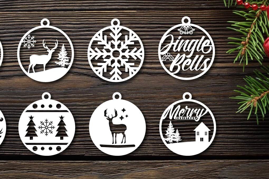 Σετ των 3 Intra απο ξύλο plywood 3mm-4mm πάχος Τρισδιάστατη χριστουγεννιάτικη καρφίτσα σε χαρτί κοπής Δίασταση 15x15 cm INTRAFABR-21527926