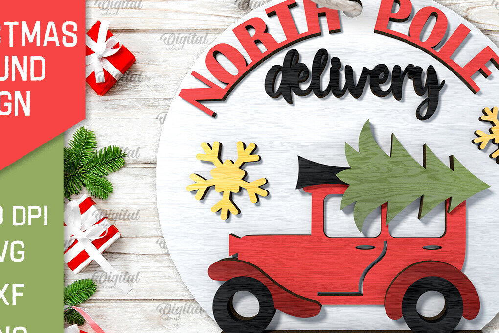 Σετ των 2 Intra απο ξύλο plywood 3mm-4mm πάχος Τρισδιάστατη χριστουγεννιάτικη στρογγυλή πινακίδα κοπής με λέιζερ Δίασταση 15x15 cm INTRAFABR-105630503