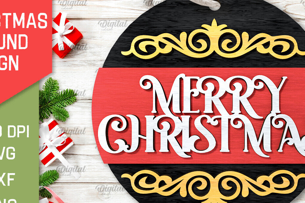 Σετ των 2 Intra απο ξύλο plywood 3mm-4mm πάχος Τρισδιάστατη χριστουγεννιάτικη στρογγυλή πινακίδα κοπής με λέιζερ Δίασταση 15x15 cm INTRAFABR-105630531