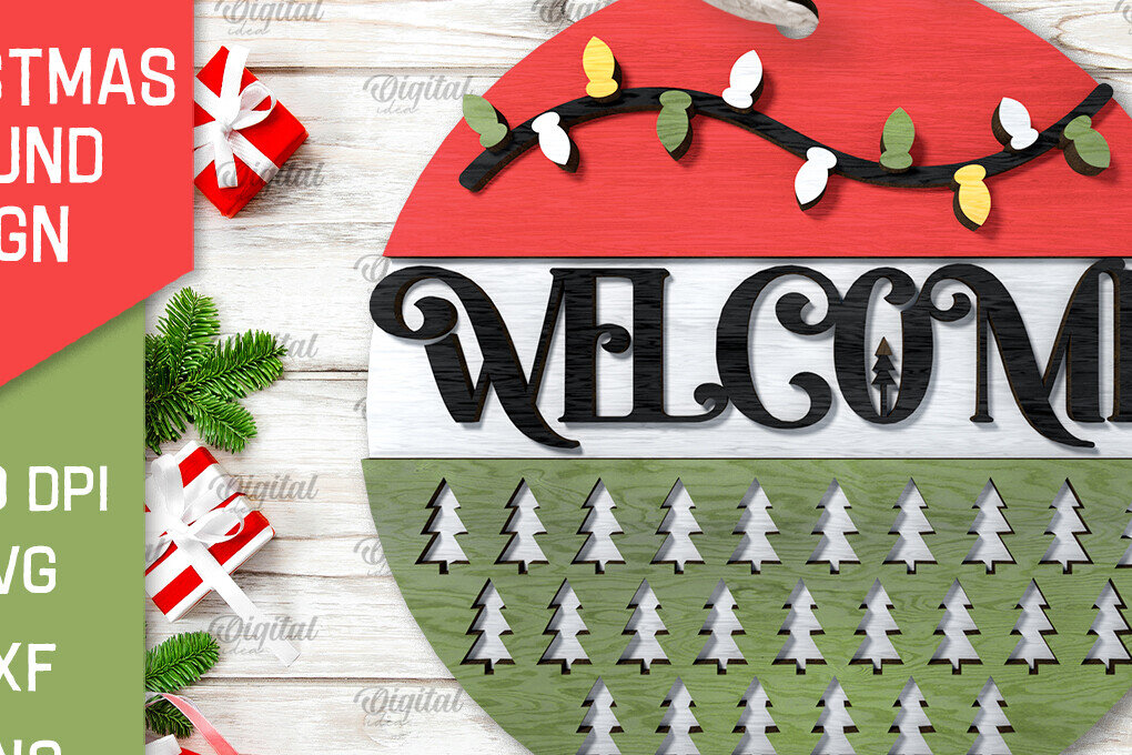 Σετ των 2 Intra απο ξύλο plywood 3mm-4mm πάχος Τρισδιάστατη χριστουγεννιάτικη στρογγυλή πινακίδα κοπής με λέιζερ Δίασταση 15x15 cm INTRAFABR-105630562