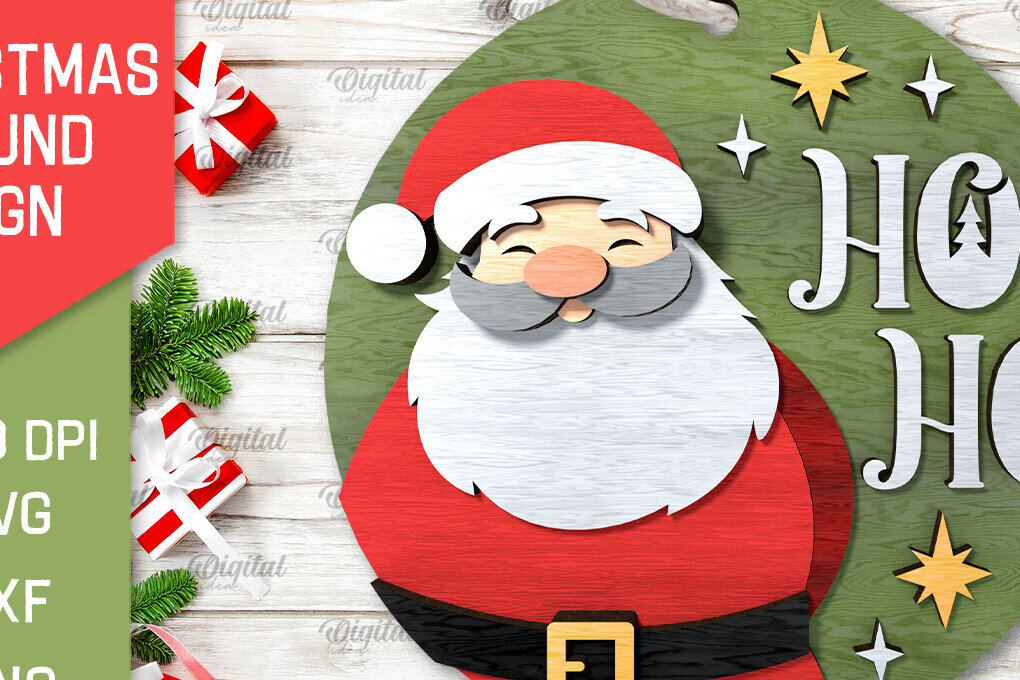 Σετ των 3 Intra απο ξύλο plywood 3mm-4mm πάχος Τρισδιάστατη χριστουγεννιάτικη στρογγυλή πινακίδα κοπής με λέιζερ Δίασταση 15x15 cm INTRAFABR-105630608