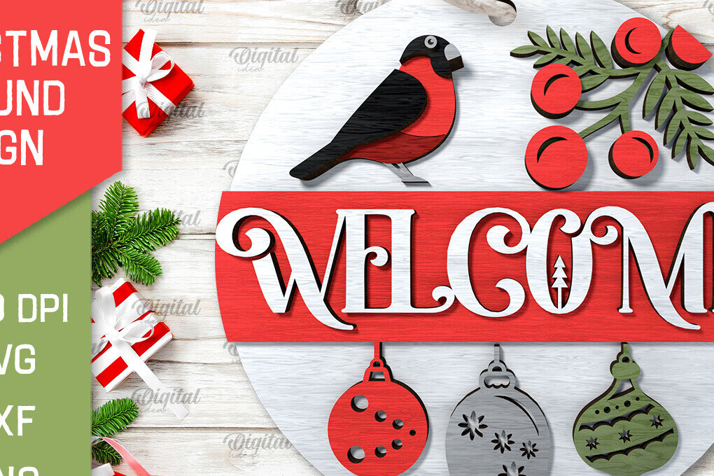 Σετ των 2 Intra απο ξύλο plywood 3mm-4mm πάχος Τρισδιάστατη χριστουγεννιάτικη στρογγυλή πινακίδα κοπής με λέιζερ Δίασταση 15x15 cm INTRAFABR-105630636