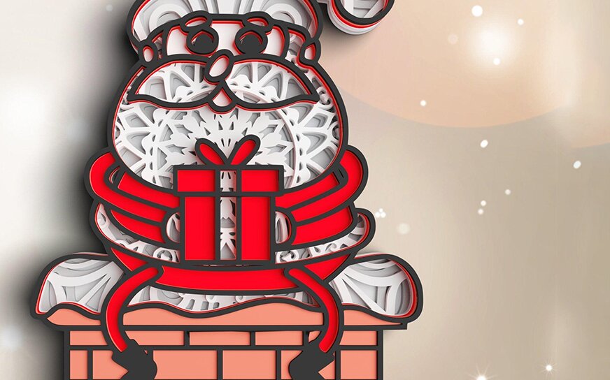 Intra απο ξύλο plywood 3mm-4mm πάχος Τρισδιάστατος Χριστουγεννιάτικος Άγιος Βασίλης 7 στρώσεων Δίασταση 30x30 cm INTRAFABR-77143060