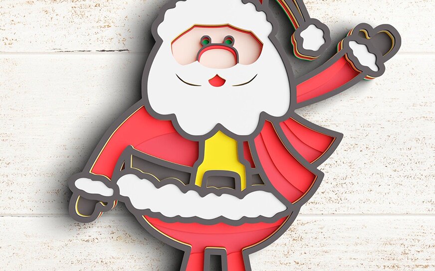 Σετ των 2 Intra απο ξύλο plywood 3mm-4mm πάχος 3D Christmas Santa 8 Layers Δίασταση 30x30 cm INTRAFABR-77143282