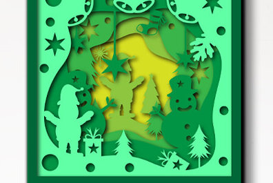 Σετ των 2 Intra απο ξύλο plywood 3mm-4mm πάχος 3D Christmas Shadow BOX Δίασταση 25x25 cm INTRAFABR-80289287