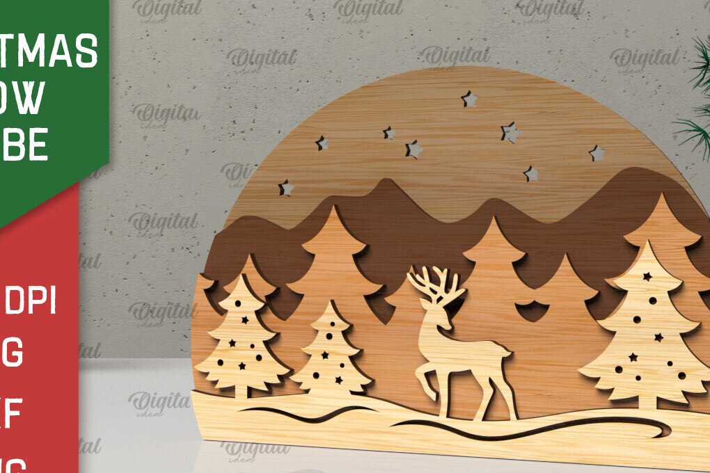 Σετ των 3 Intra απο ξύλο plywood 3mm-4mm πάχος Τρισδιάστατη Χριστουγεννιάτικη σφαίρα χιονιού Δίασταση 15x15 cm INTRAFABR-105758174