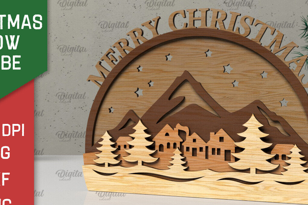 Σετ των 2 Intra απο ξύλο plywood 3mm-4mm πάχος Τρισδιάστατη Χριστουγεννιάτικη σφαίρα χιονιού Δίασταση 15x15 cm INTRAFABR-105757761