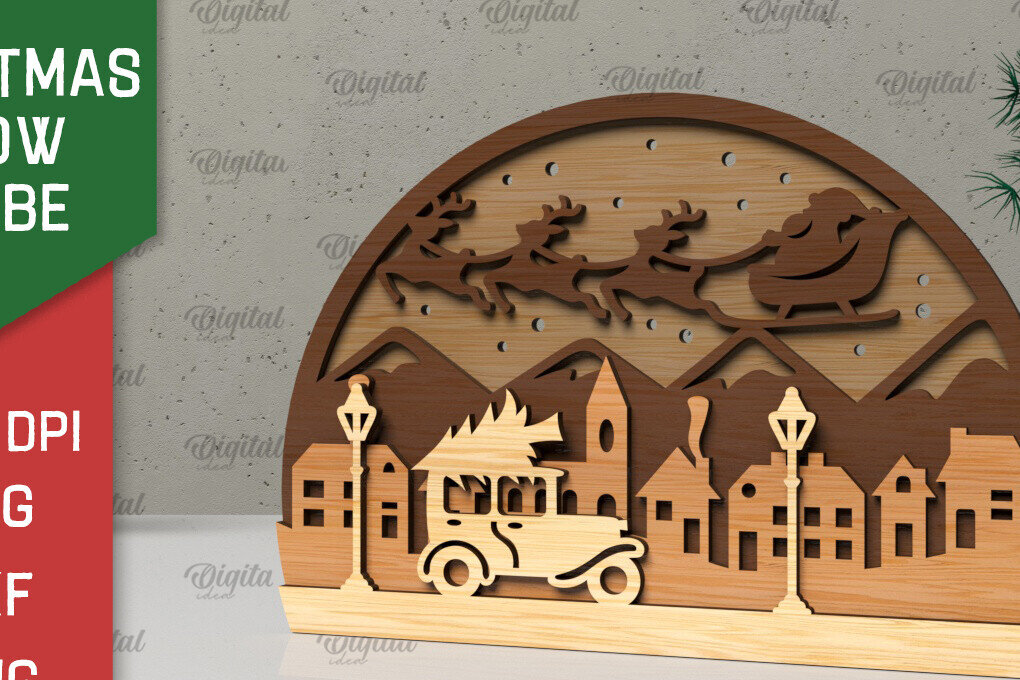 Intra απο ξύλο plywood 3mm-4mm πάχος Τρισδιάστατη Χριστουγεννιάτικη σφαίρα χιονιού Δίασταση 15x15 cm INTRAFABR-105757912