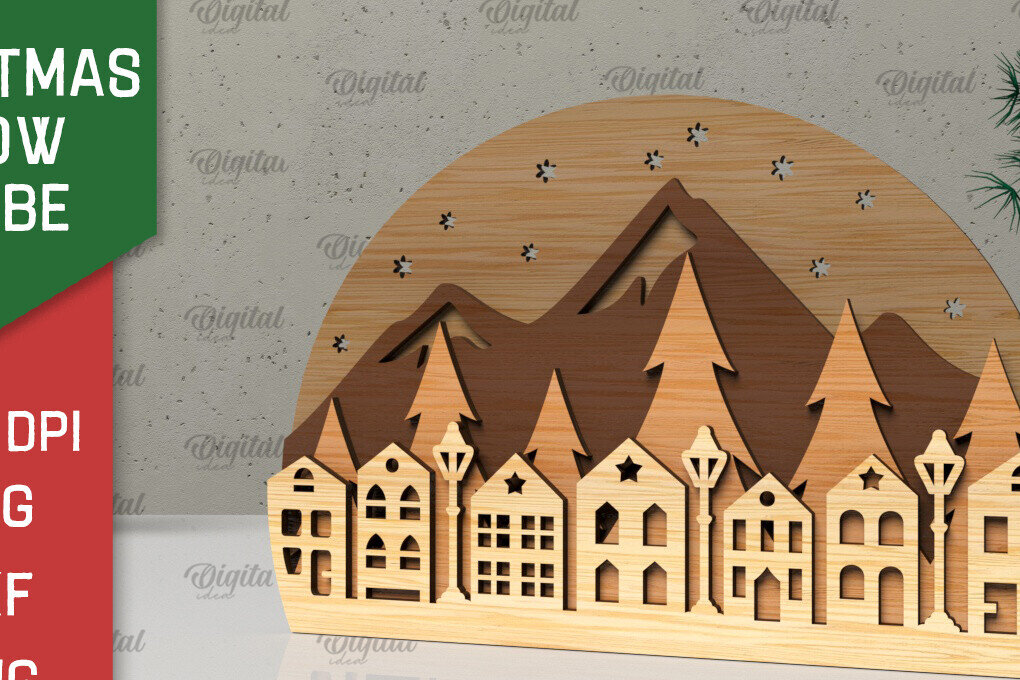 Intra απο ξύλο plywood 3mm-4mm πάχος Τρισδιάστατη Χριστουγεννιάτικη σφαίρα χιονιού Δίασταση 15x15 cm INTRAFABR-105758088