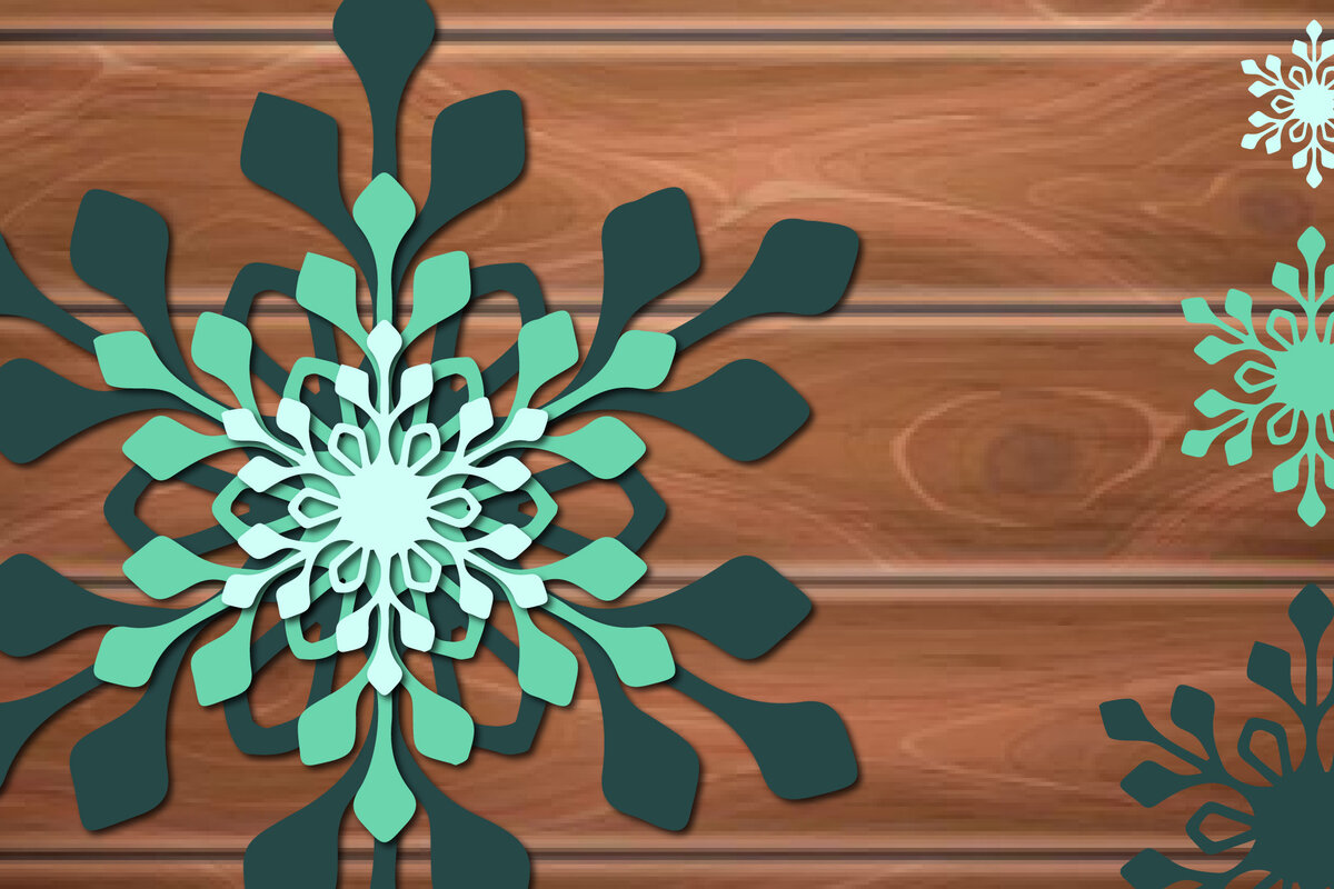 Σετ των 2 Intra απο ξύλο plywood 3mm-4mm πάχος 3D Χριστουγεννιάτικη νιφάδα χιονιού Δίασταση 15x15 cm INTRAFABR-17407676