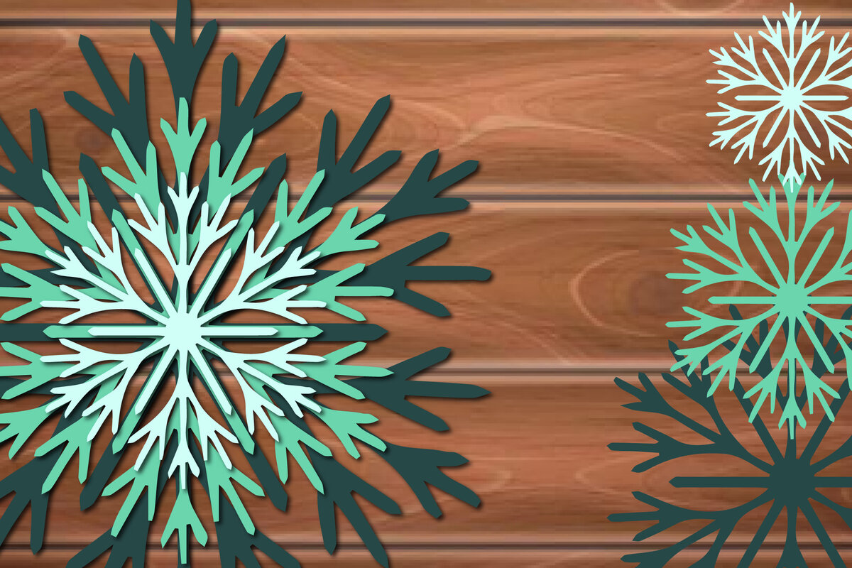 Σετ των 2 Intra απο ξύλο plywood 3mm-4mm πάχος 3D Χριστουγεννιάτικη νιφάδα χιονιού Δίασταση 15x15 cm INTRAFABR-17408208