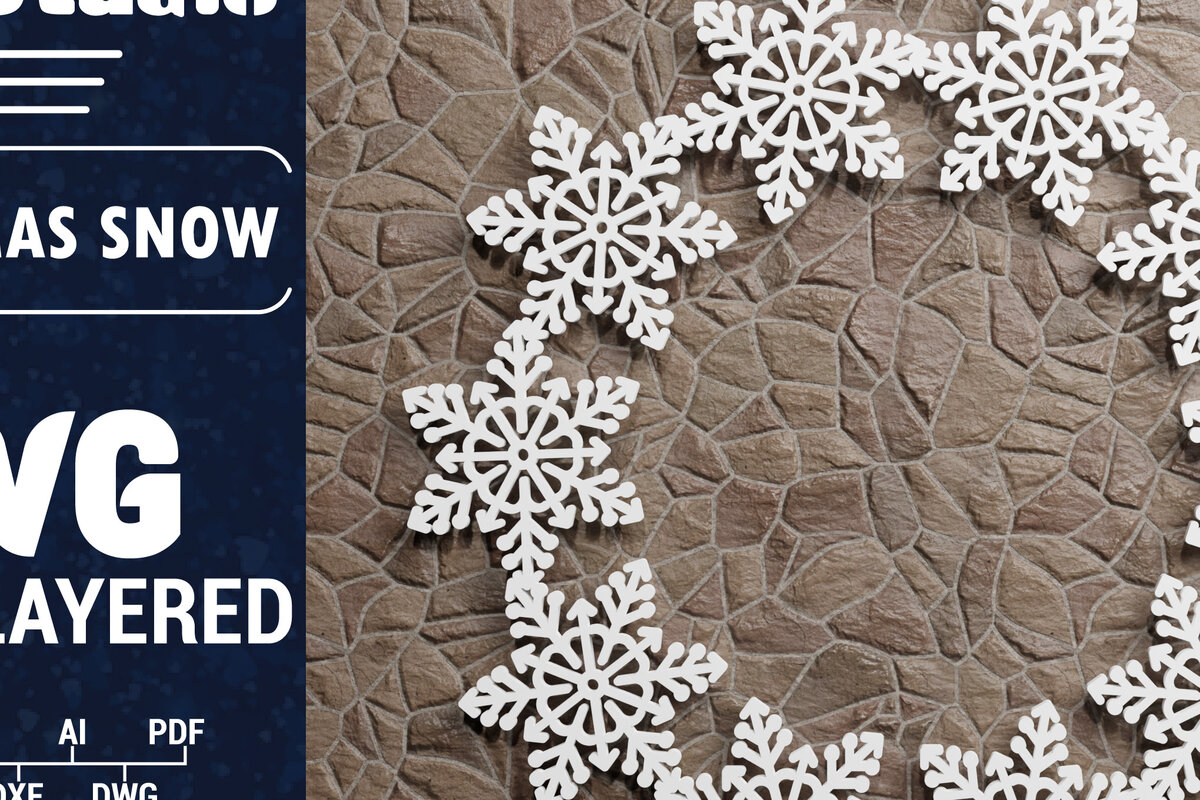 Intra απο ξύλο plywood 3mm-4mm πάχος Τρισδιάστατη χριστουγεννιάτικη νιφάδα χιονιού Papercut Δίασταση 1500x1500 cm INTRAFABR-74344221