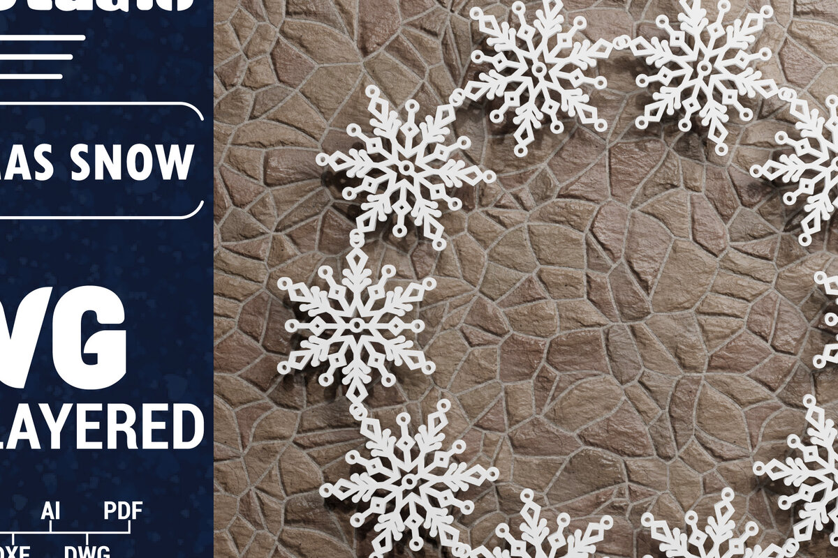 Intra απο ξύλο plywood 3mm-4mm πάχος Τρισδιάστατη χριστουγεννιάτικη νιφάδα χιονιού Papercut Δίασταση 1500x1500 cm INTRAFABR-74551680