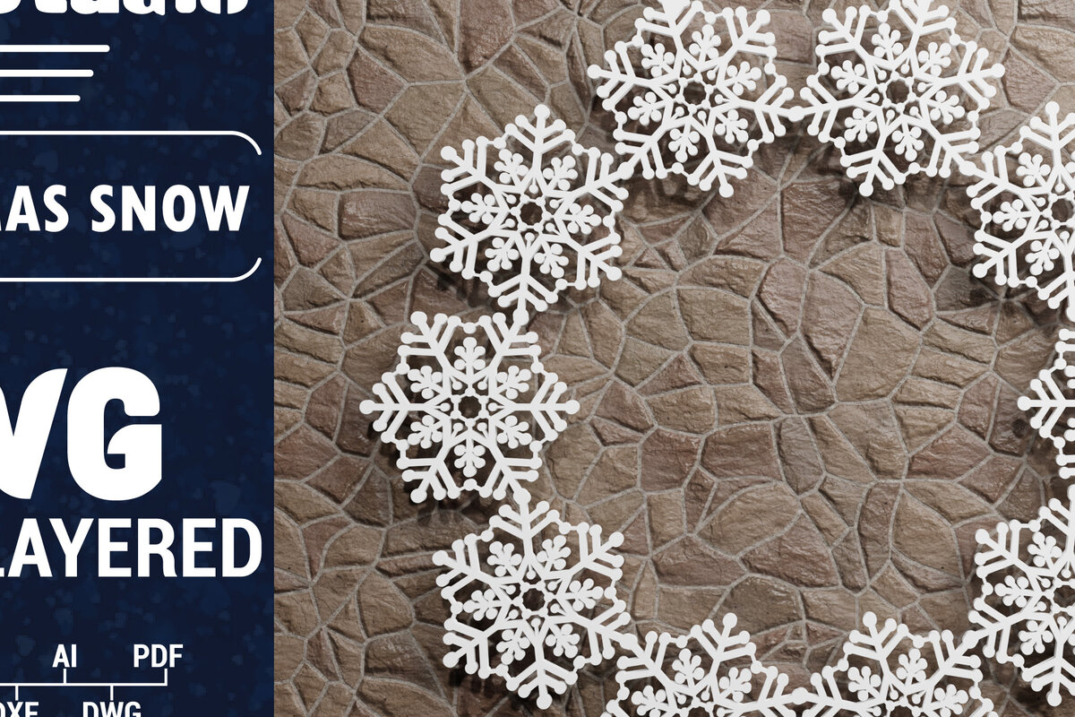 Σετ των 2 Intra απο ξύλο plywood 3mm-4mm πάχος Τρισδιάστατη χριστουγεννιάτικη νιφάδα χιονιού Papercut Δίασταση 1500x1500 cm INTRAFABR-74551687