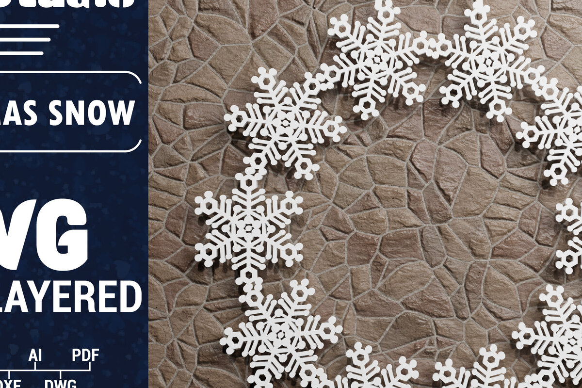 Σετ των 2 Intra απο ξύλο plywood 3mm-4mm πάχος Τρισδιάστατη χριστουγεννιάτικη νιφάδα χιονιού Papercut Δίασταση 1500x1500 cm INTRAFABR-74551698