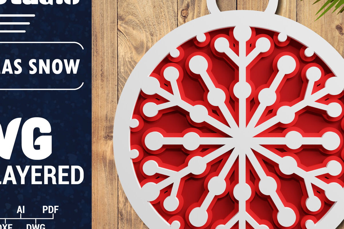 Σετ των 2 Intra απο ξύλο plywood 3mm-4mm πάχος Τρισδιάστατη χριστουγεννιάτικη νιφάδα χιονιού Papercut Δίασταση 1200x1200 cm INTRAFABR-71241258