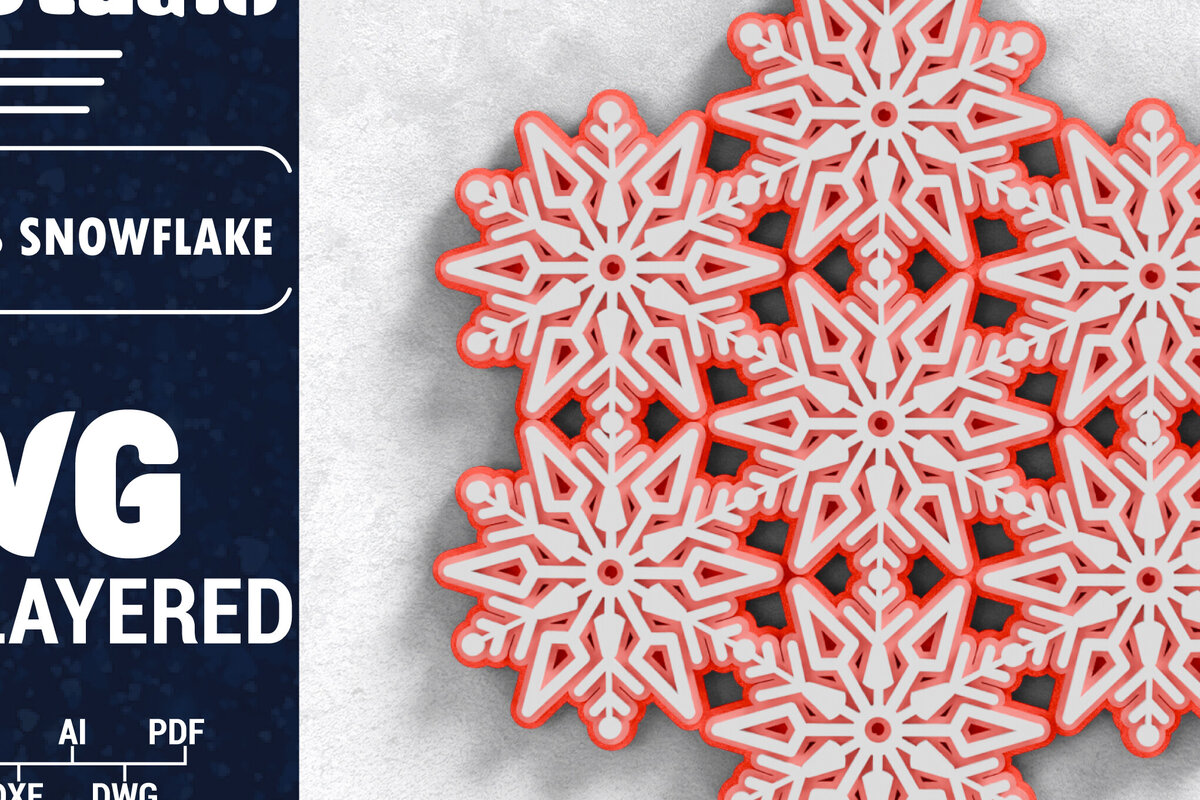 Σετ των 2 Intra απο ξύλο plywood 3mm-4mm πάχος Τρισδιάστατη χριστουγεννιάτικη νιφάδα χιονιού Papercut Δίασταση 1500x1500 cm INTRAFABR-103151106