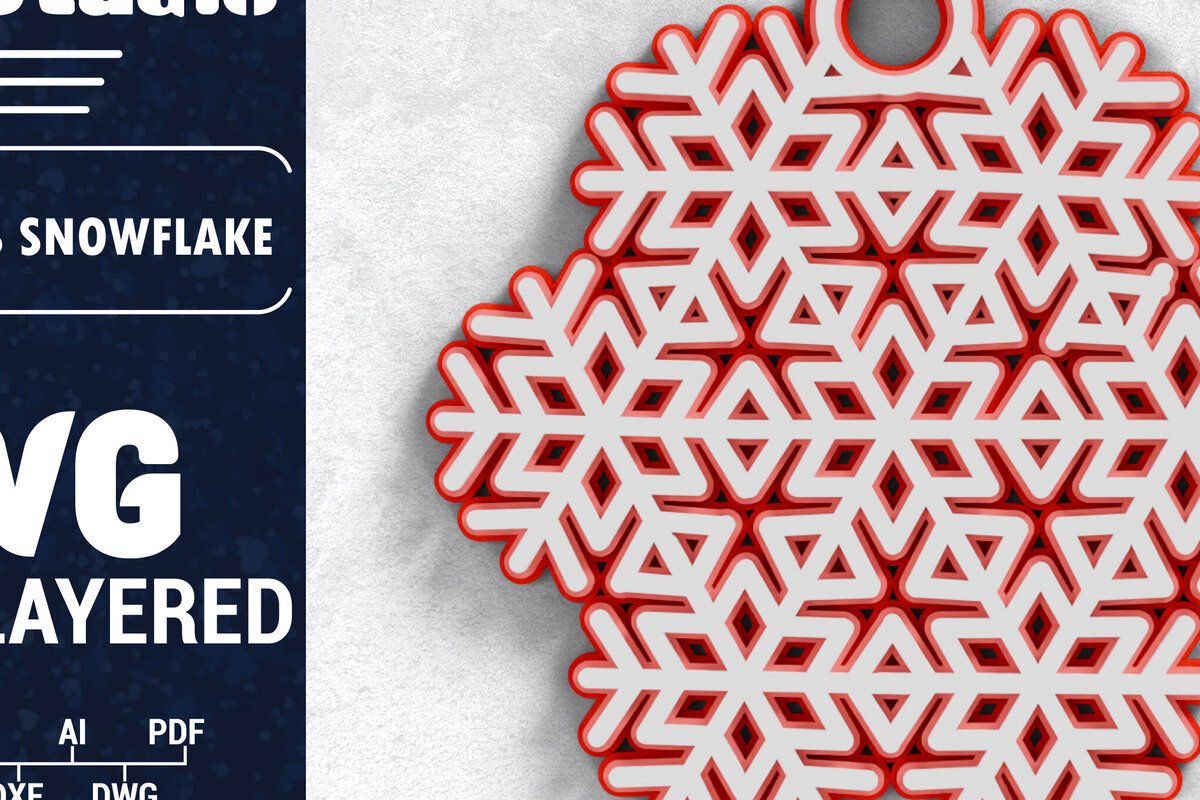 Σετ των 2 Intra απο ξύλο plywood 3mm-4mm πάχος Τρισδιάστατη χριστουγεννιάτικη νιφάδα χιονιού Papercut Δίασταση 1500x1500 cm INTRAFABR-103151146