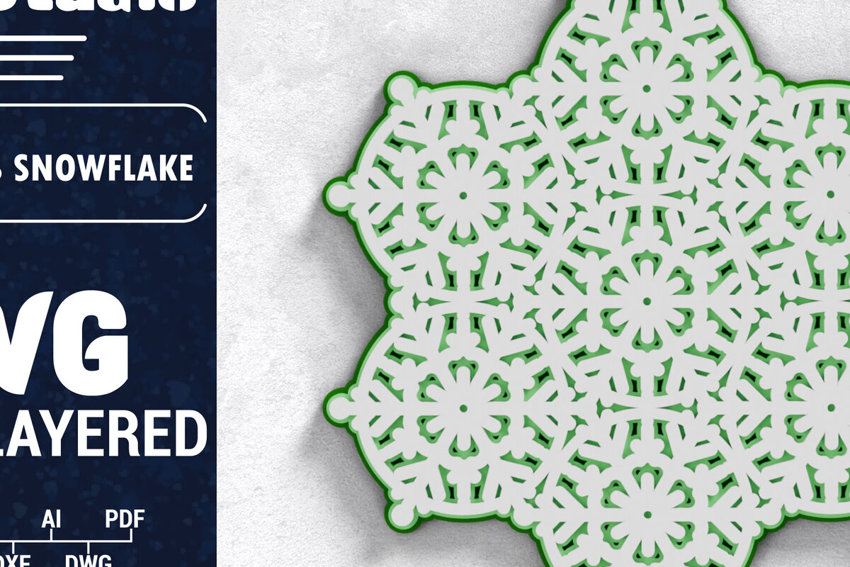 Σετ των 2 Intra απο ξύλο plywood 3mm-4mm πάχος Τρισδιάστατη χριστουγεννιάτικη νιφάδα χιονιού Papercut Δίασταση 1500x1500 cm INTRAFABR-103151160