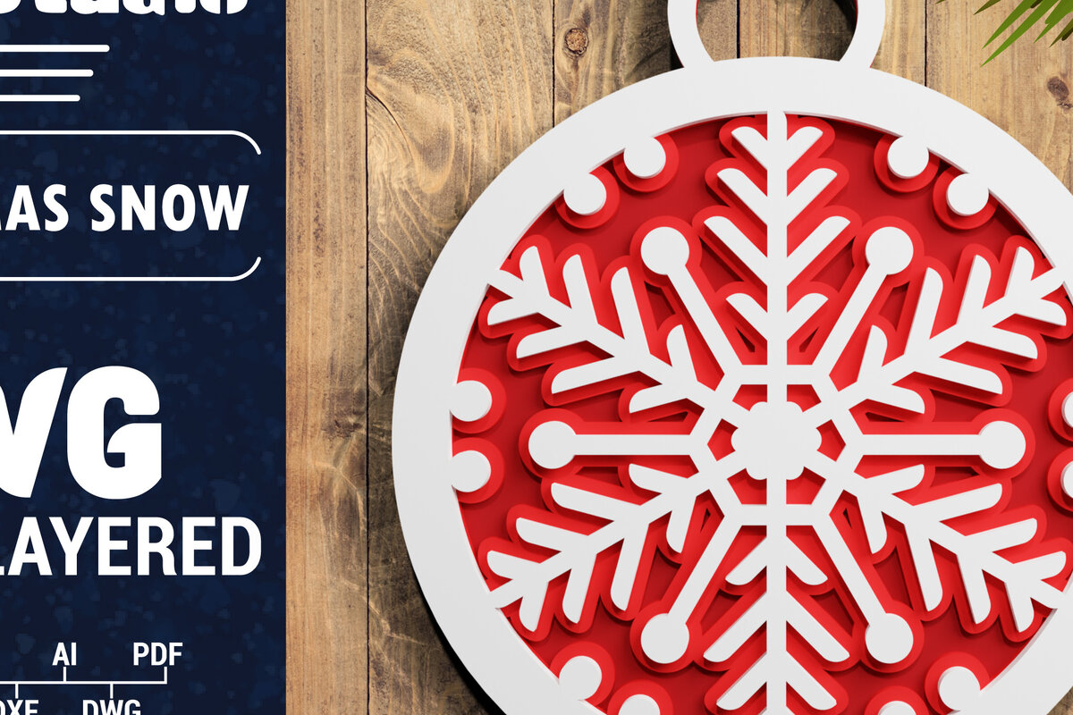 Σετ των 2 Intra απο ξύλο plywood 3mm-4mm πάχος Τρισδιάστατη χριστουγεννιάτικη νιφάδα χιονιού Papercut Δίασταση 1200x1200 cm INTRAFABR-71266270