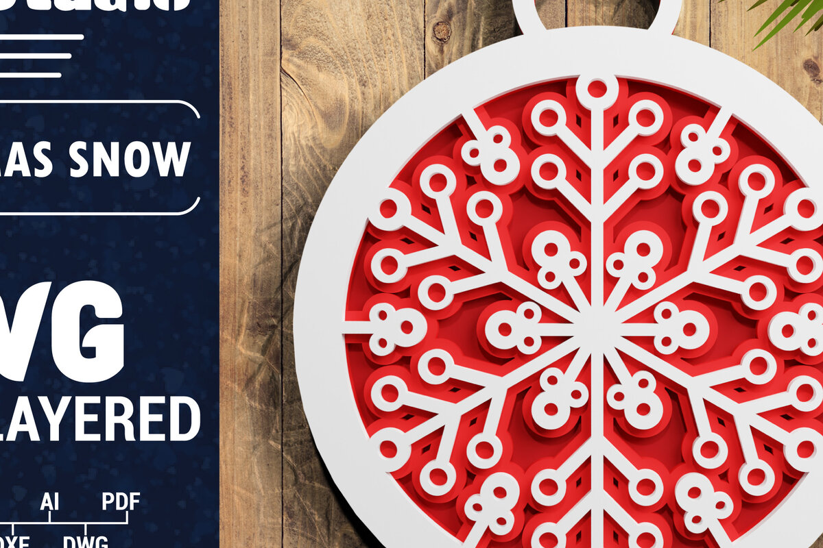 Σετ των 3 Intra απο ξύλο plywood 3mm-4mm πάχος Τρισδιάστατη χριστουγεννιάτικη νιφάδα χιονιού Papercut Δίασταση 1200x1200 cm INTRAFABR-71266303