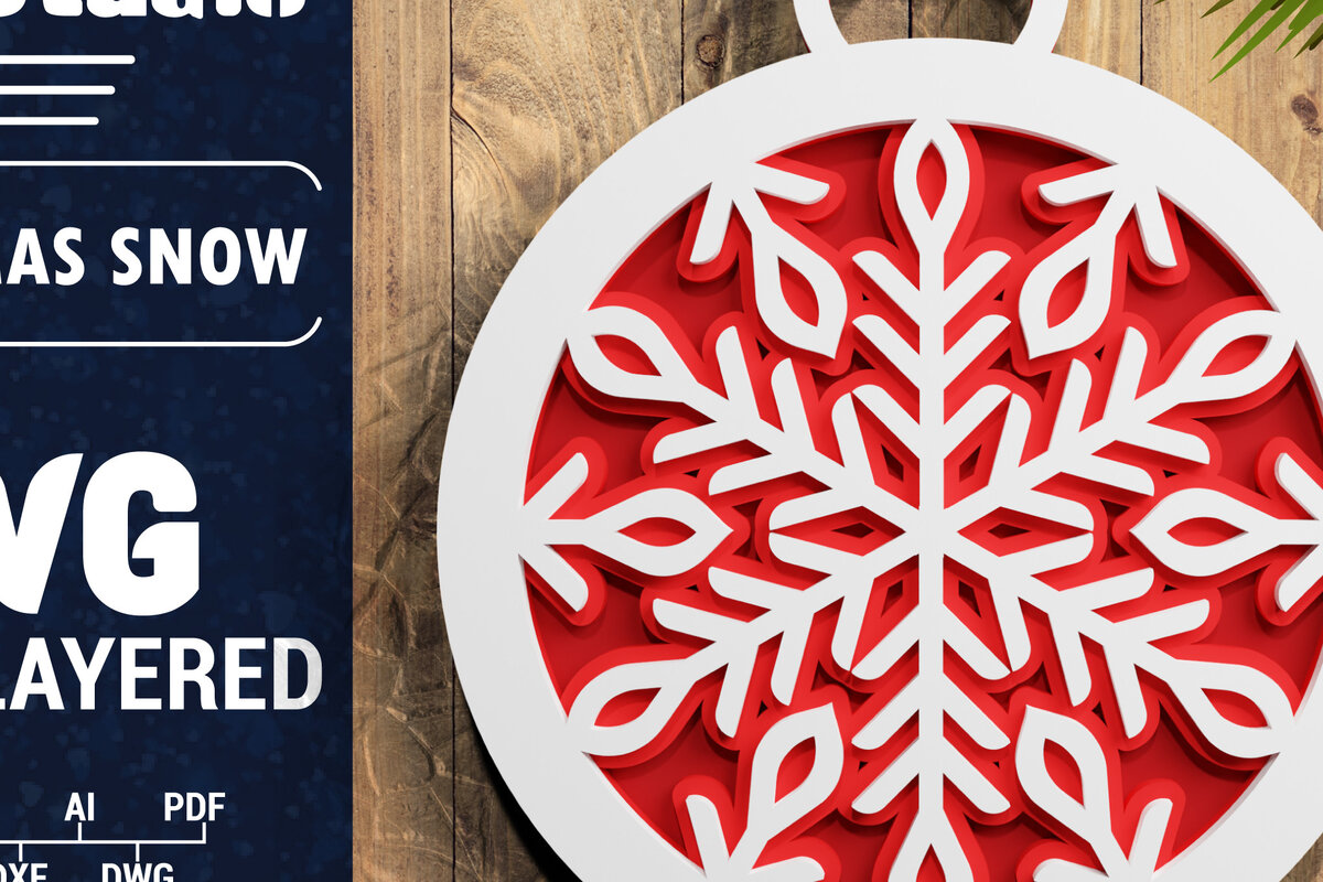 Σετ των 2 Intra απο ξύλο plywood 3mm-4mm πάχος Τρισδιάστατη χριστουγεννιάτικη νιφάδα χιονιού Papercut Δίασταση 1200x1200 cm INTRAFABR-71266318